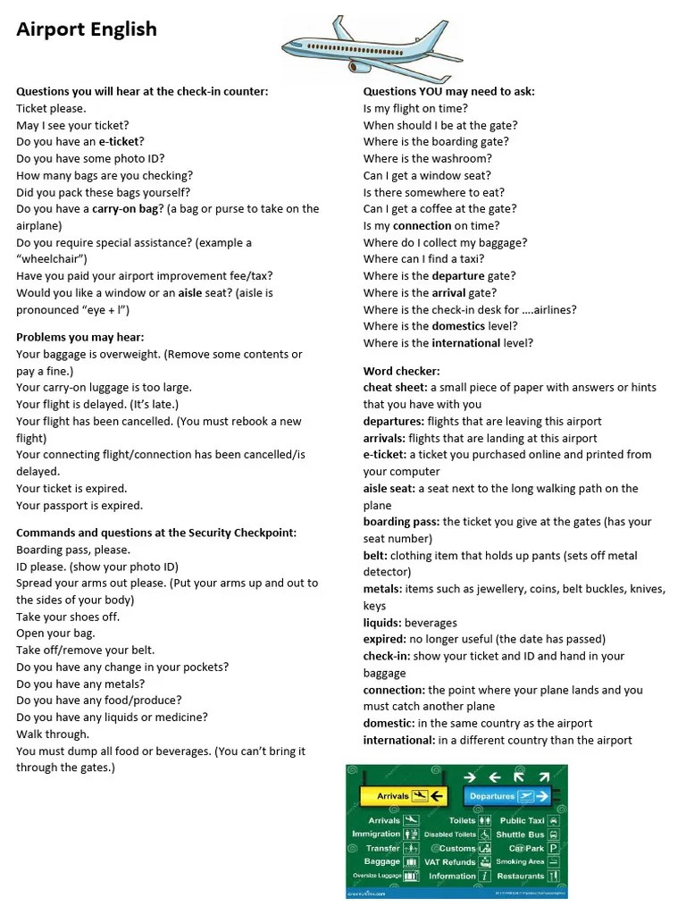 Airport English | PDF | Baggage | Aviation