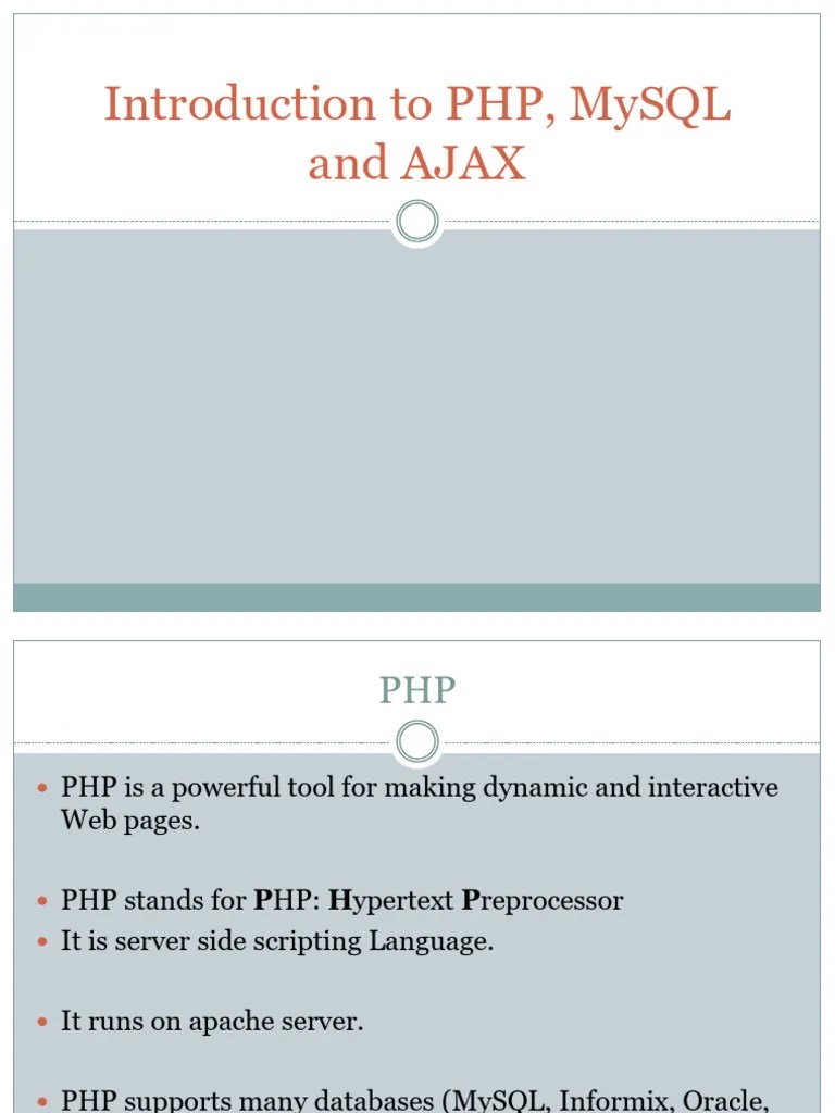 PHP Introduction | PDF | Ajax (Programming) | Php