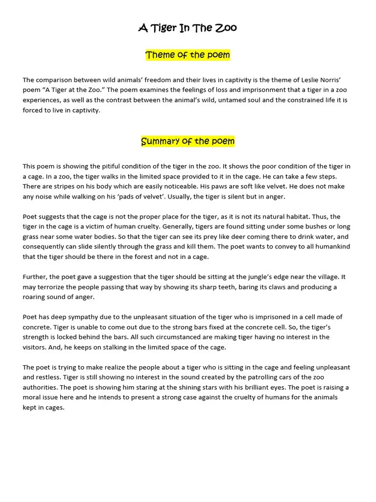 A Tiger In The Zoo | PDF | Tiger | Zoo