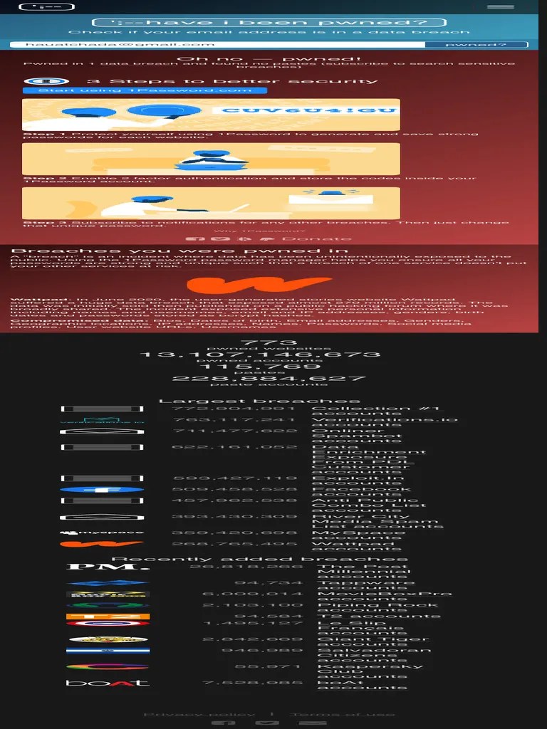 Have I Been Pwned Check If Your Email Has Been Compromised In A Data ...
