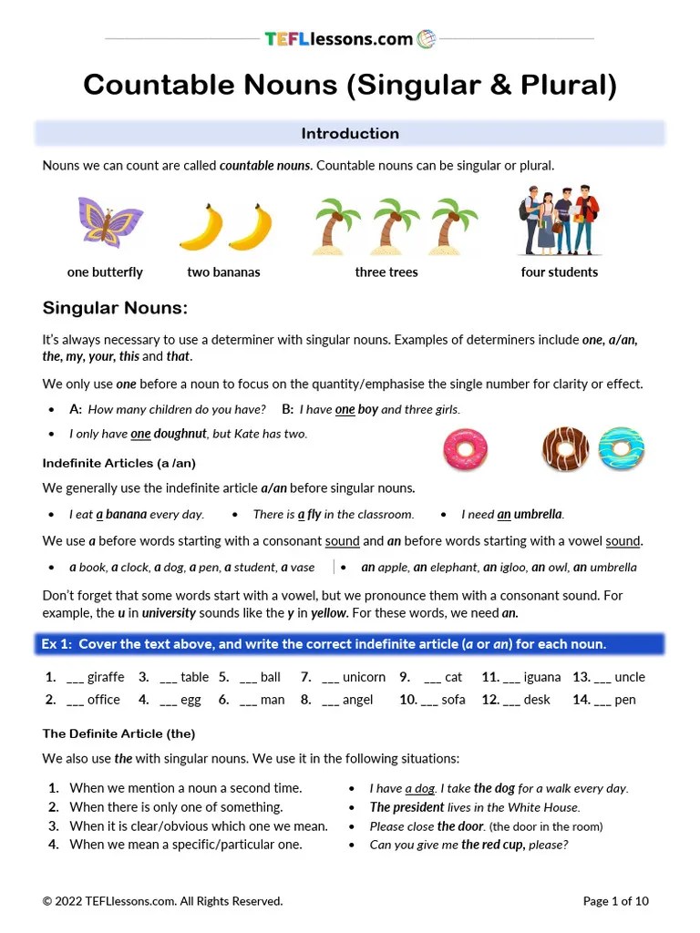 Countable-nouns-student-copy A1 | PDF | Grammatical Number | Plural