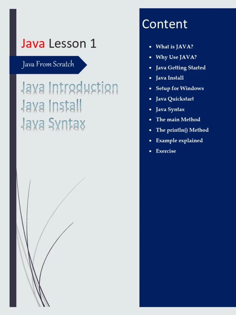Java Lesson 1 | PDF | Java (Programming Language) | Command Line Interface