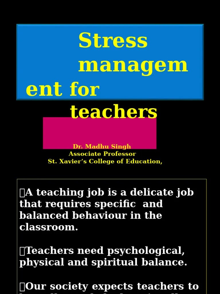 Stress Management For Teachers | PDF | Stress (Biology) | Memory