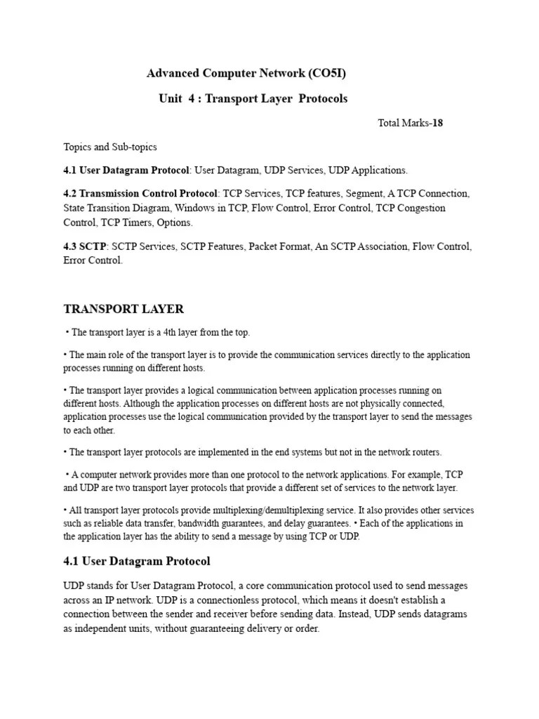 ACN Unit -4 Notes | PDF | Transmission Control Protocol | Port ...