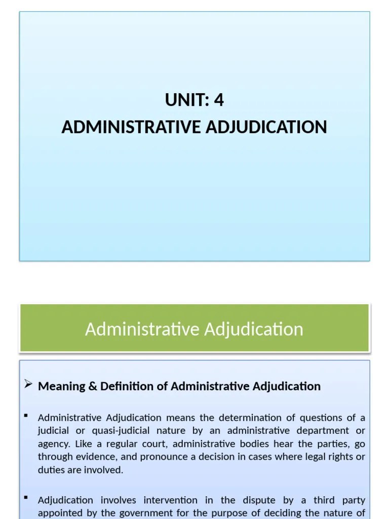 Unit 4 Administrative Adjudication For Class | PDF | Tribunal | Supreme ...