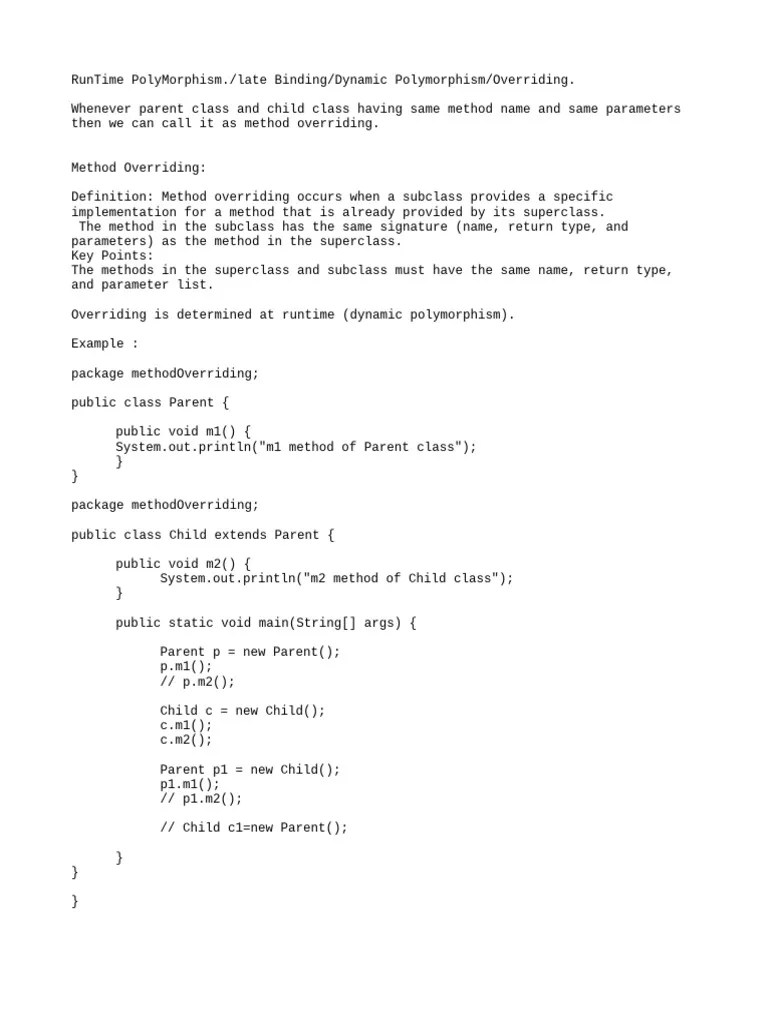 Overriding | PDF | Inheritance (Object Oriented Programming) | Method ...