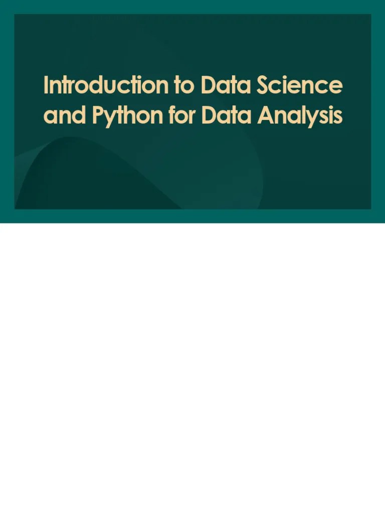 Introduction To Data Science And Python For Data | PDF | Data Science ...