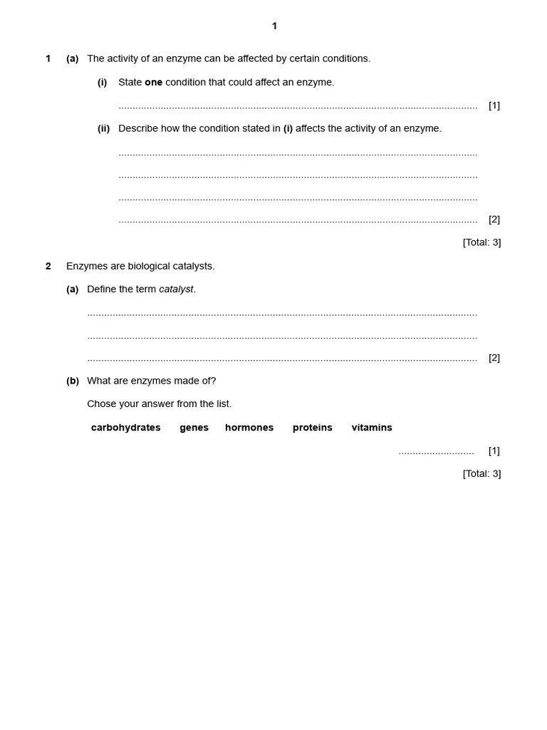 Exam Qs | PDF | Enzyme | Proteins