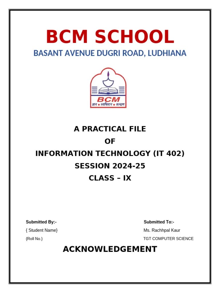Class IX IT Practical File | PDF