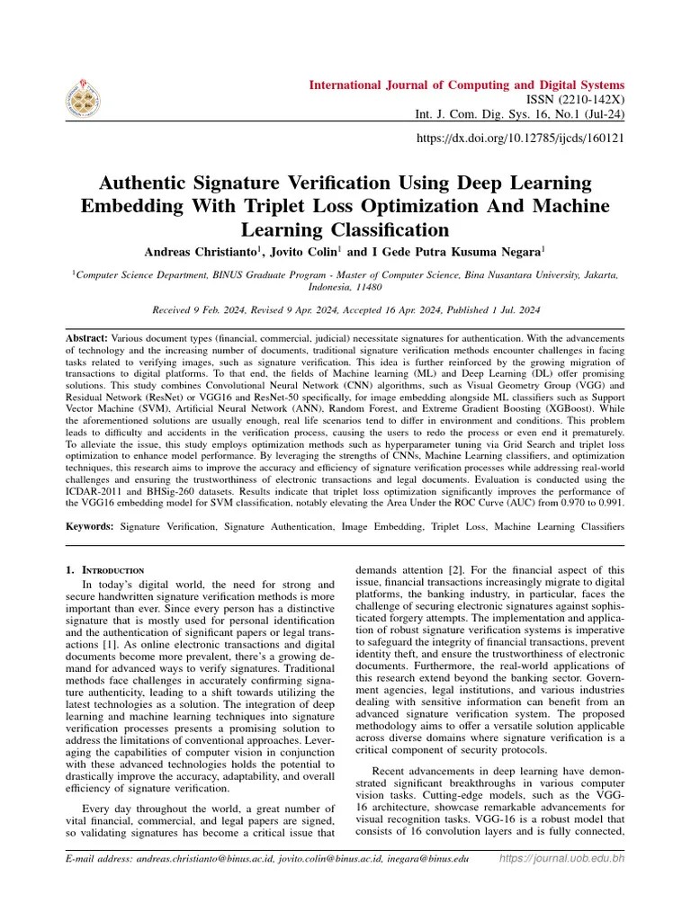 Offline Signature Verification | PDF | Support Vector Machine | Deep ...