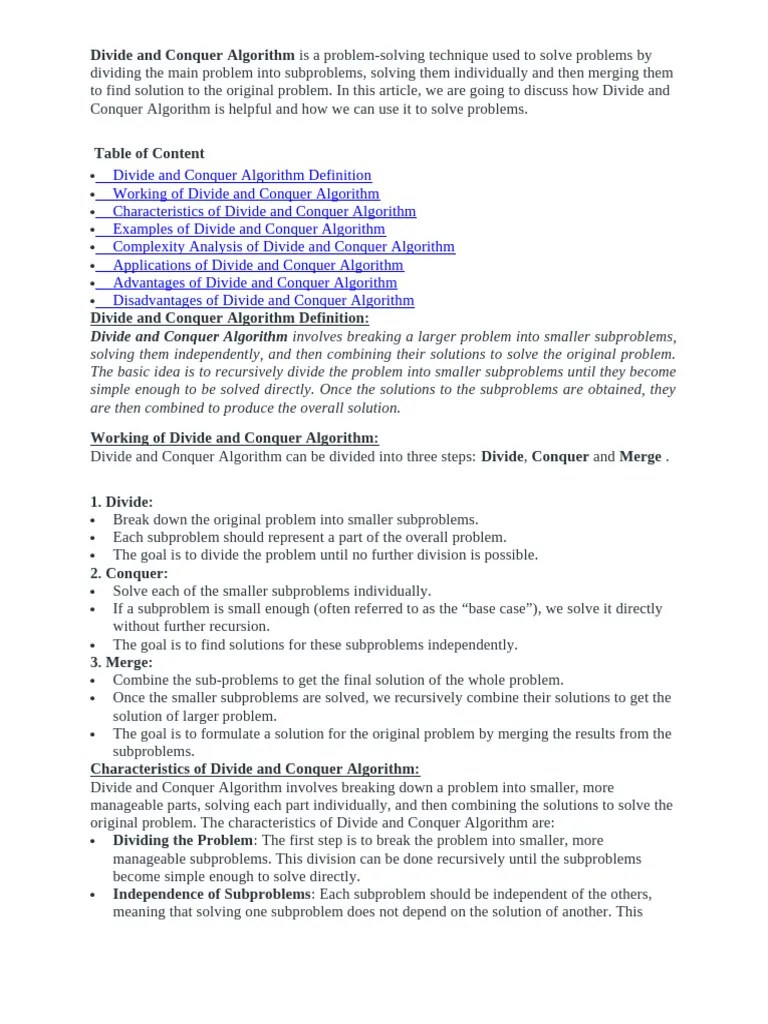 Divide And Conquer | PDF | Mathematical Logic | Computational Science