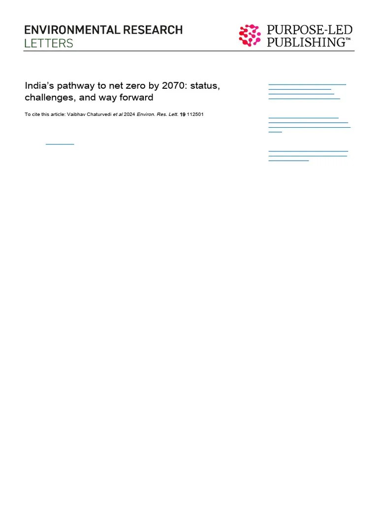 India's Pathway To Net Zero By 2070 | PDF | Climate Change Mitigation ...