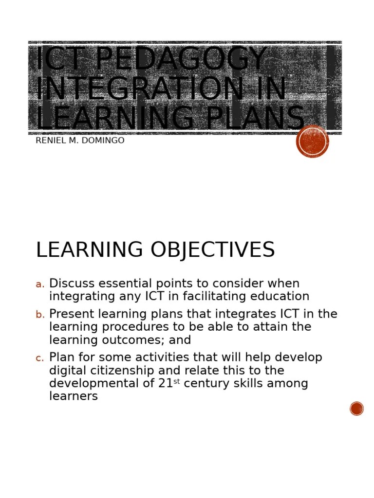 Ict Pedagogy Integration In Learning Plans | PDF | Educational Technology | Pedagogy