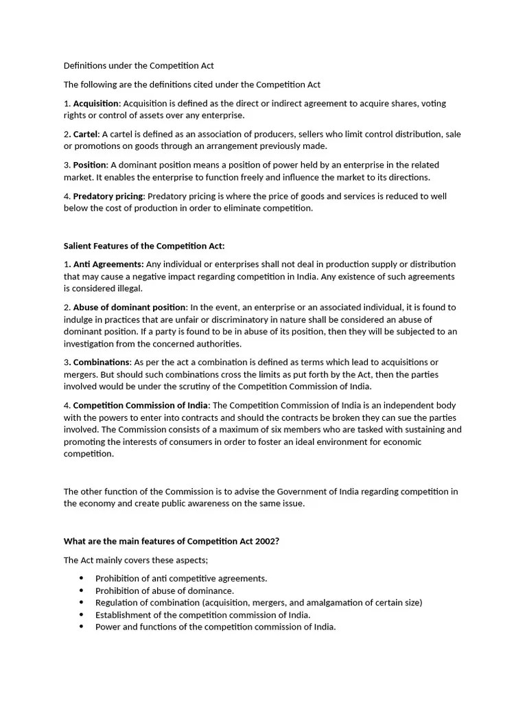 Competition Act 2002 | PDF | Competition Law | Mergers And Acquisitions