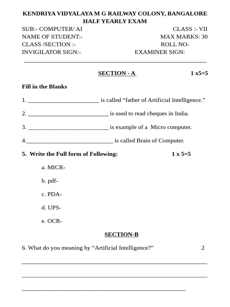 COMPUTER CLASS VII | PDF | Artificial Intelligence | Intelligence (AI ...