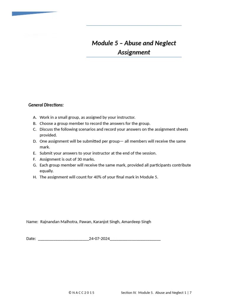 IV-6 Assignment - Module 5 Abuse And Neglect | PDF | Child Abuse ...
