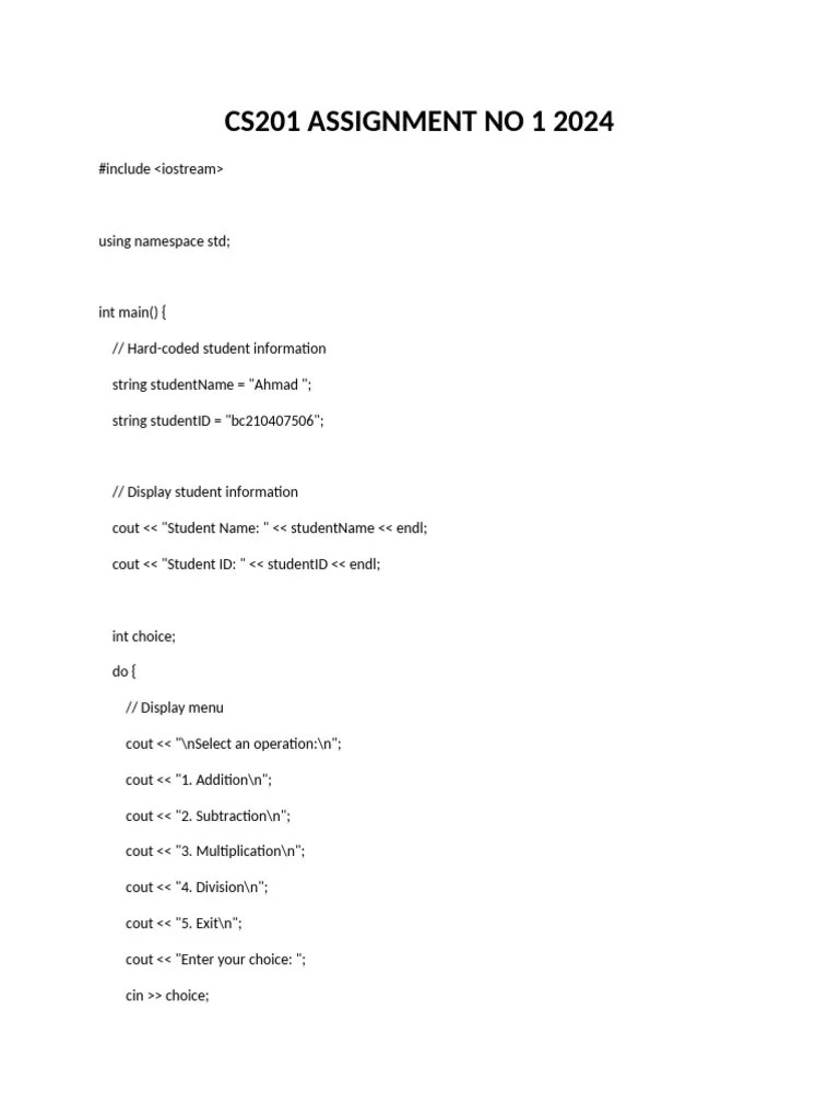 Cs201 Assignment No 1 2024 | PDF | Computer Programming | Software ...
