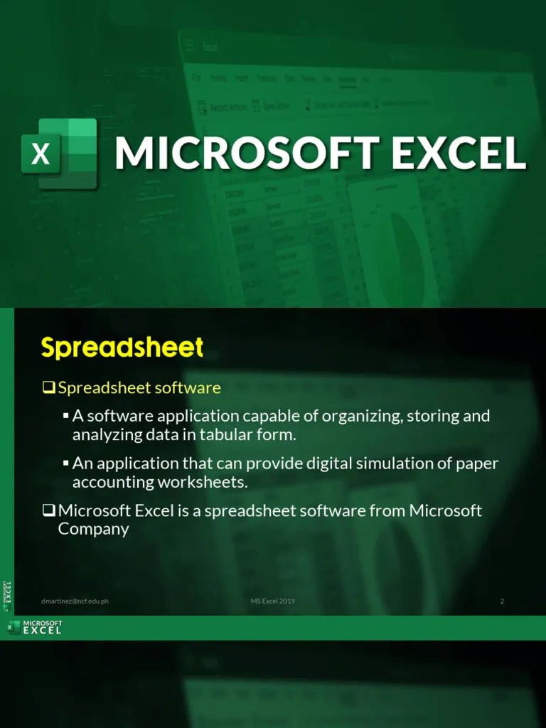 01 Microsoft Excel 2019 (Part 1) | PDF | Microsoft Excel | Spreadsheet