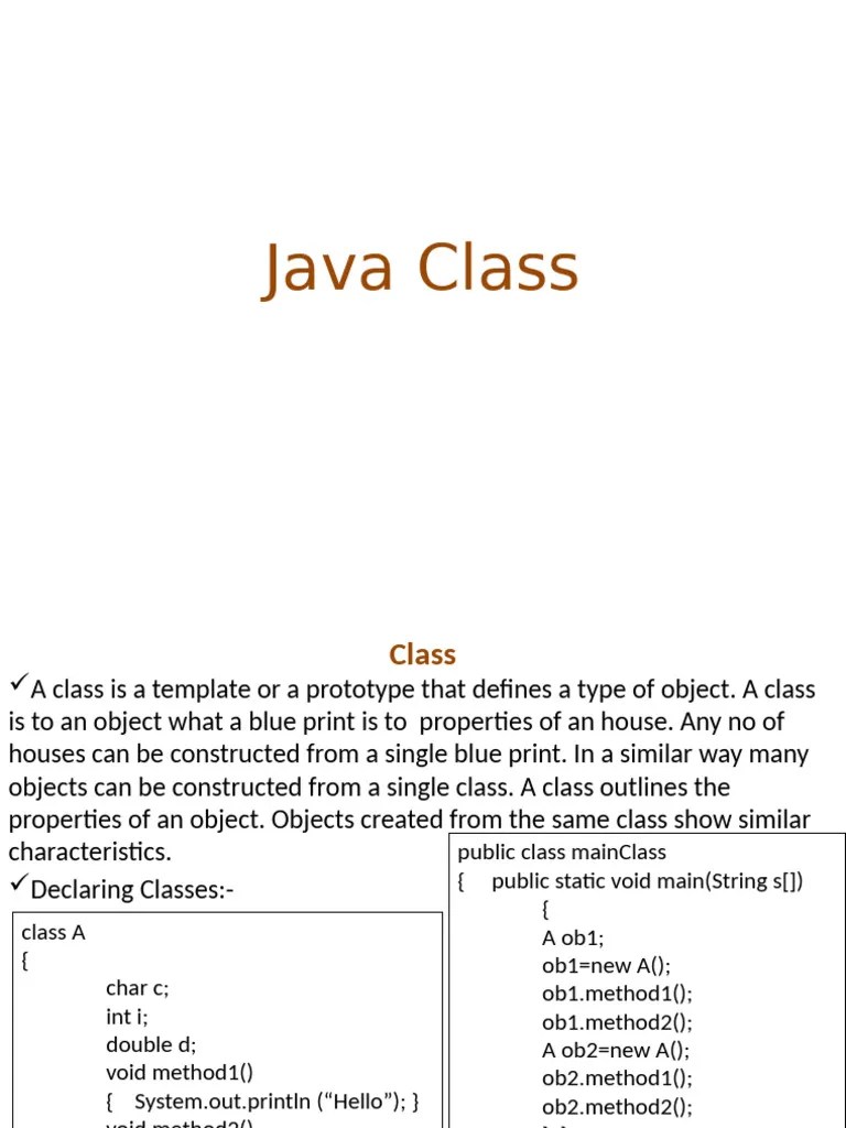 Java Class | PDF | Method (Computer Programming) | Class (Computer ...