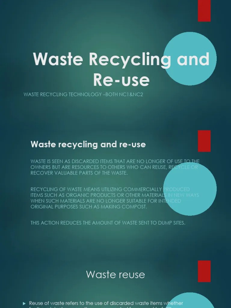 Waste Recycling And Re-Use | PDF | Reuse | Waste