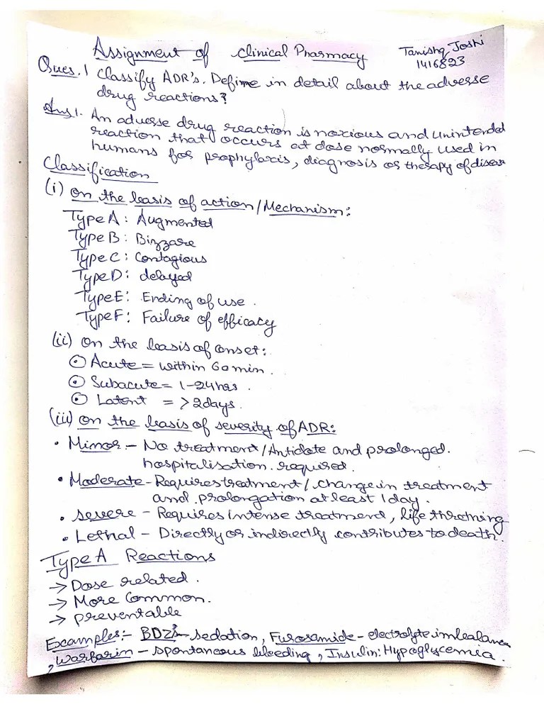 Assignment Of Clinical Pharmacy Pdf