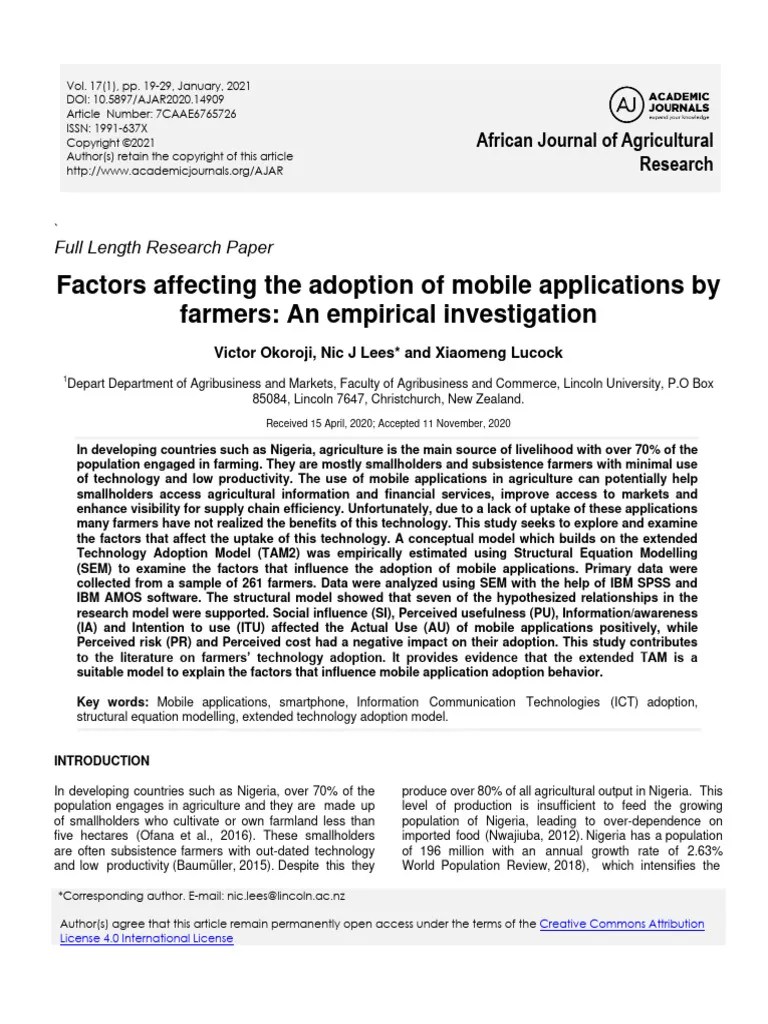 Factors Affecting The Adoption Of Mobile | PDF | Factor Analysis ...