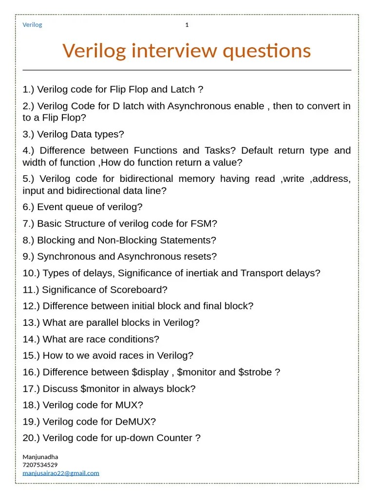 Verilog Interview Questions | PDF | Electronic Design | Electronic ...
