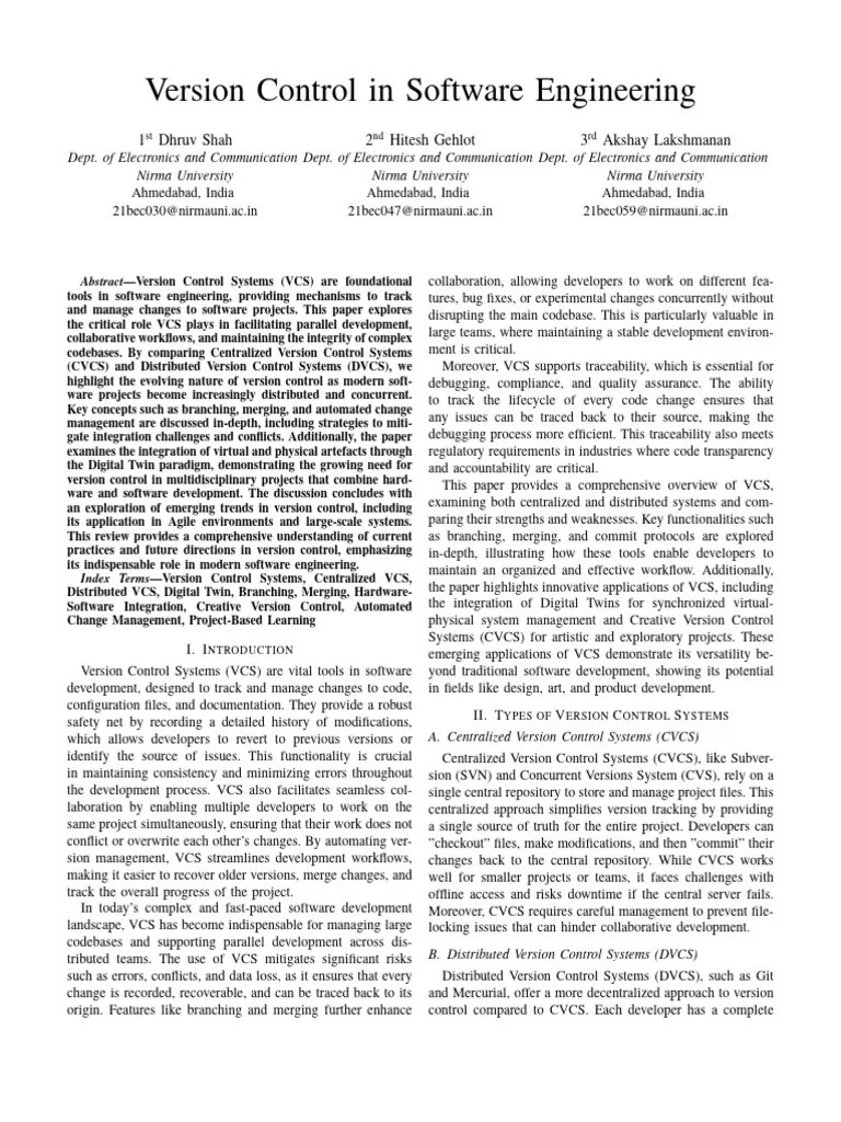 Version Control In Software Engineering Pdf Version Control