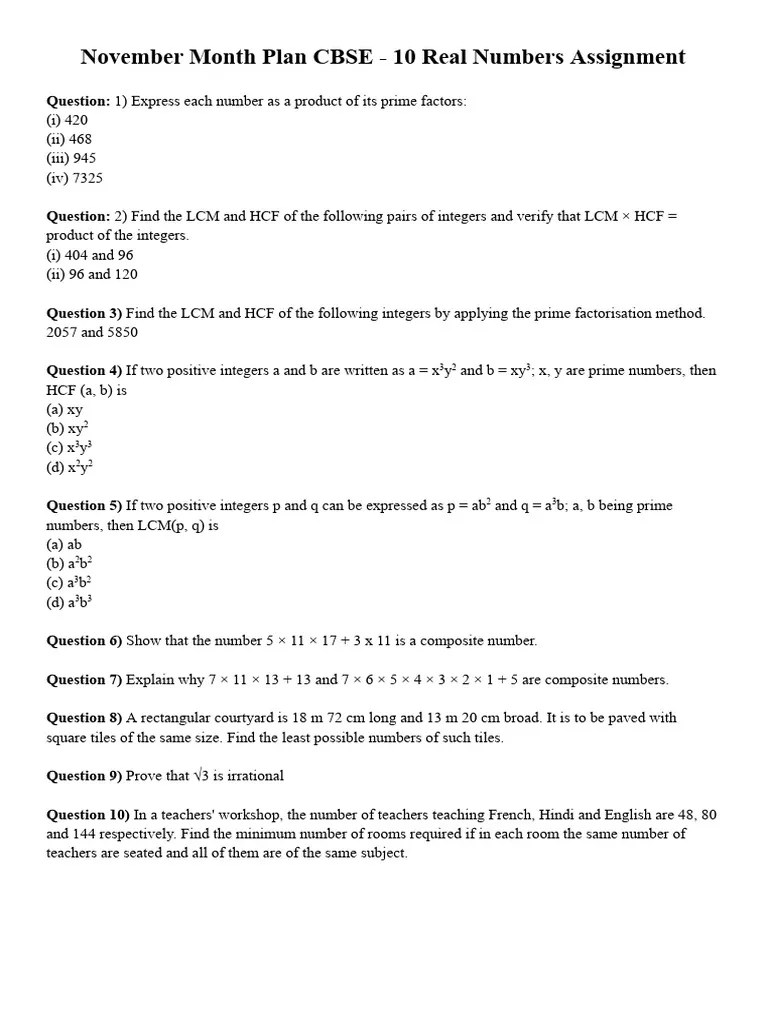 Ch 1 Real Numbers | PDF