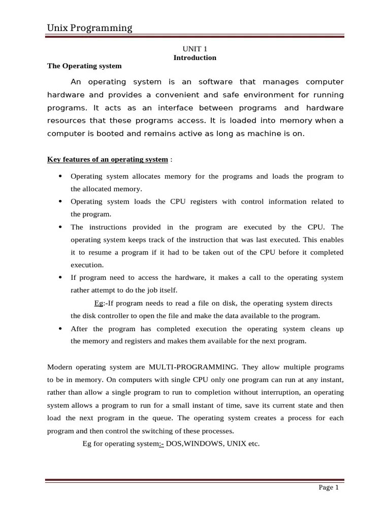 Unix Module 1 | PDF | Operating System | Shell (Computing)