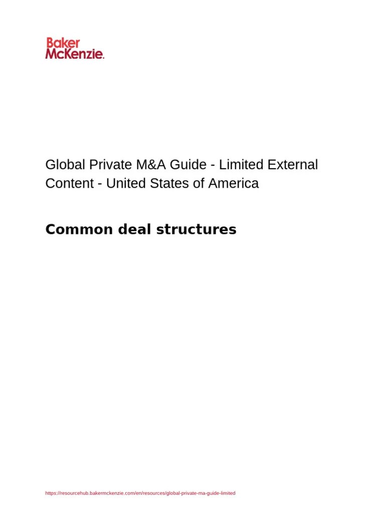 Common Deal Structures | PDF | Limited Liability Company | Mergers And ...