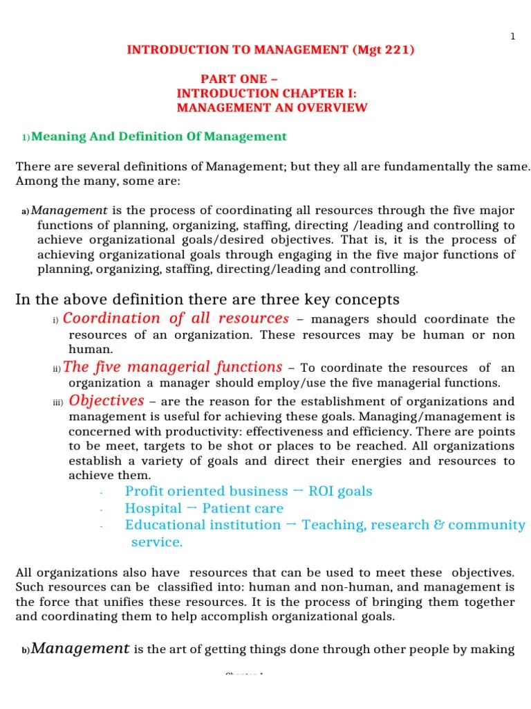 Introduction To Management | PDF | Hierarchy | Goal