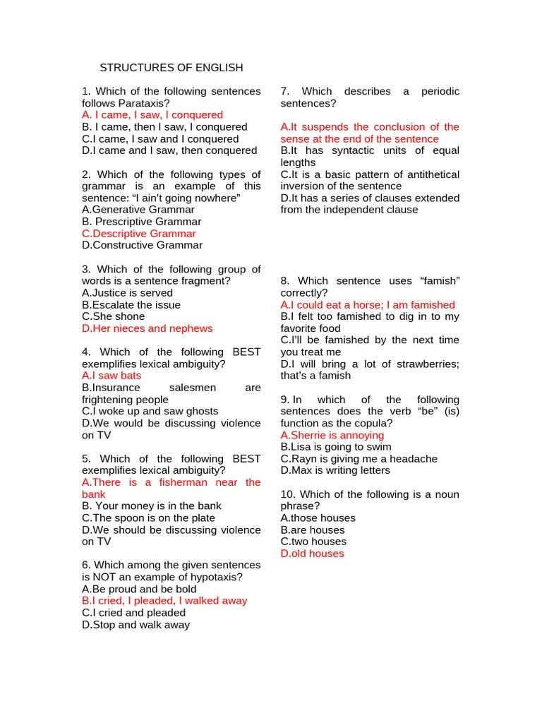 STRUCTURES-OF-ENGLISH | PDF | Clause | Verb