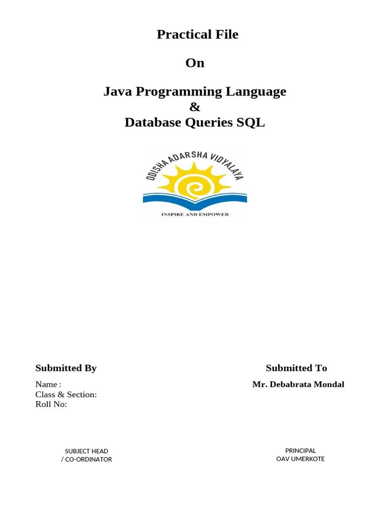 Class 12 Practical File Format | PDF | Sql | Computer Data