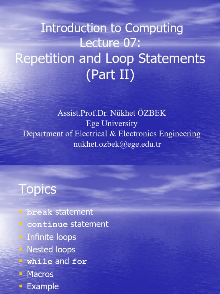 Lecture 07 | PDF | Control Flow | Computer Programming