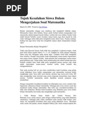 Nah, sekarang admin ingin berbagi beberapa ebook kumon.silahkan download melalui link berikut ini : Tujuh Kesalahan Siswa Dalam Mengerjakan Soal Matematika