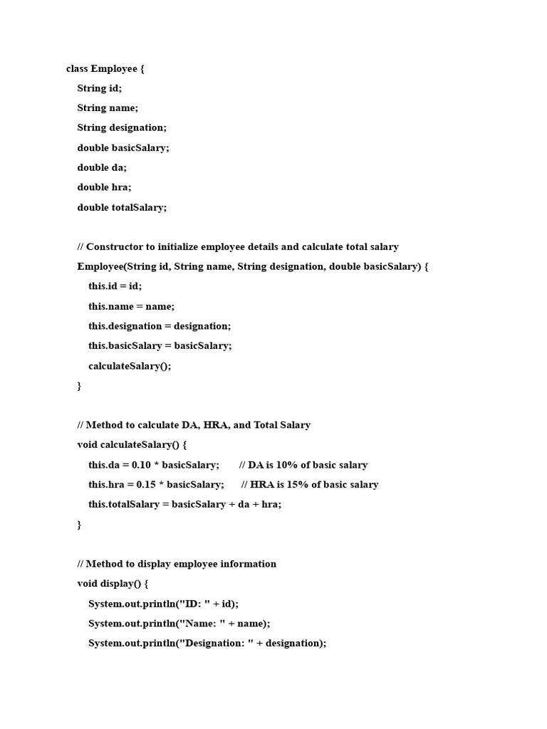 Class Employee | PDF