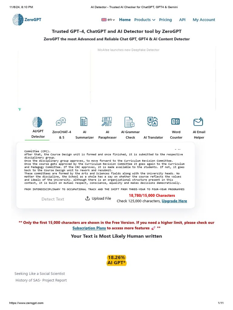 AI Detector - Trusted AI Checker For ChatGPT, GPT4 & Gemini | PDF ...