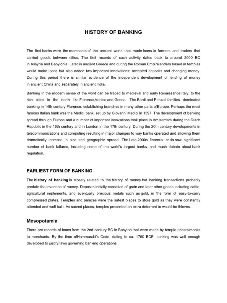History Of Banking | PDF | Banks | Money
