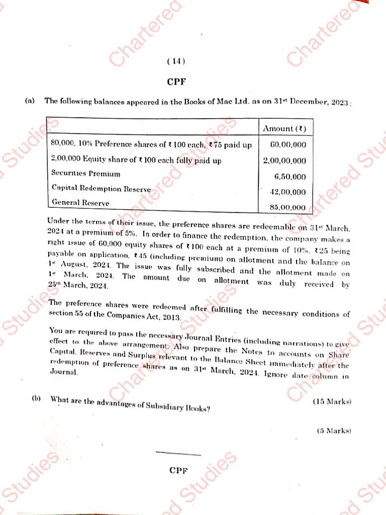 CA Foundation Accounts Question Paper For June 2024 | PDF