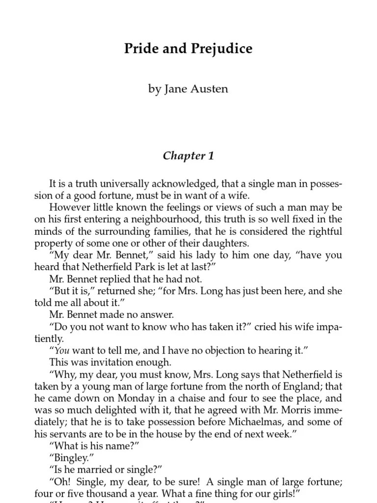 Pride & Prejudice - Jane Austen | PDF | Pride And Prejudice | Mr. Darcy
