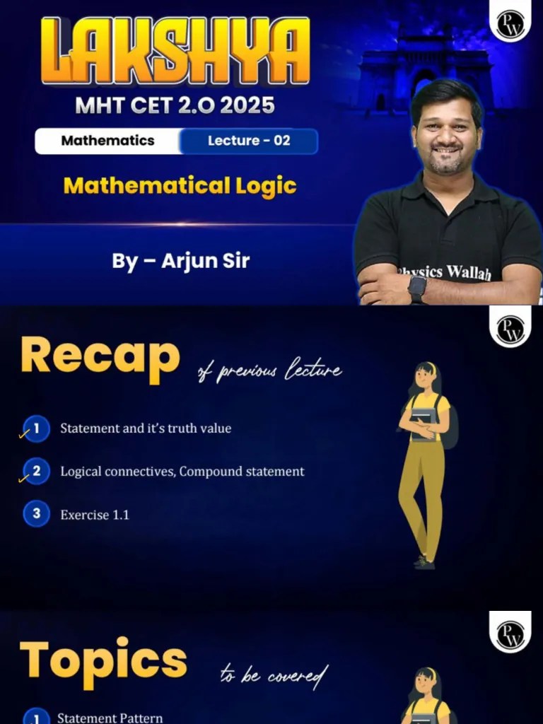 Mathematical Logic 02 - Class Notes - Lakshya MHT CET 2.O 2025 | PDF