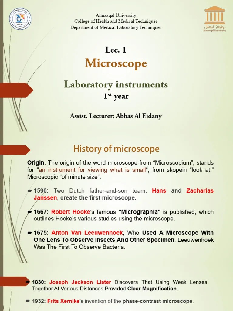 Lec1 Microscope | PDF | Microscope | Electron Microscope