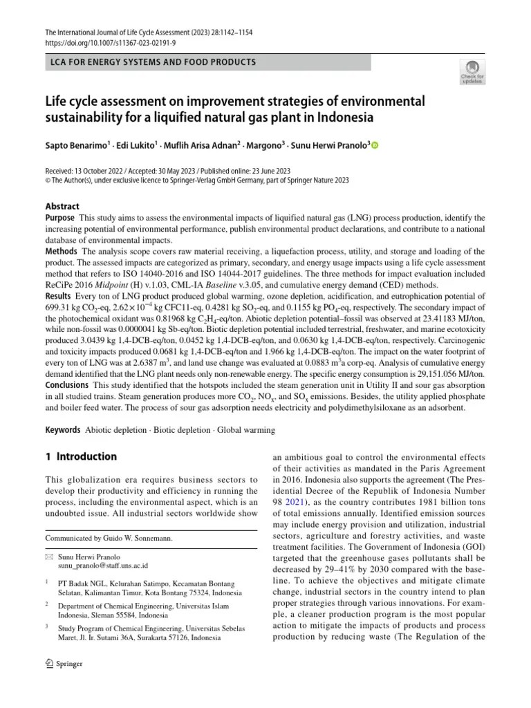 2023 - Life Cycle Assessment On Improvement Strategies Of Environmental | PDF | Natural Gas ...