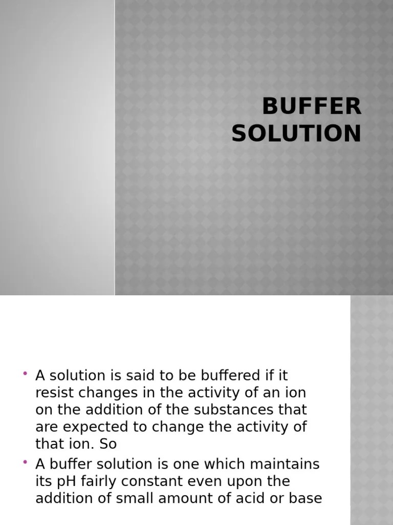 Buffer Solution | PDF | Buffer Solution | Acid
