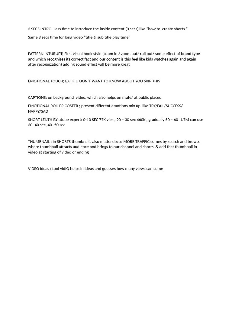 Shorts Improvements | PDF