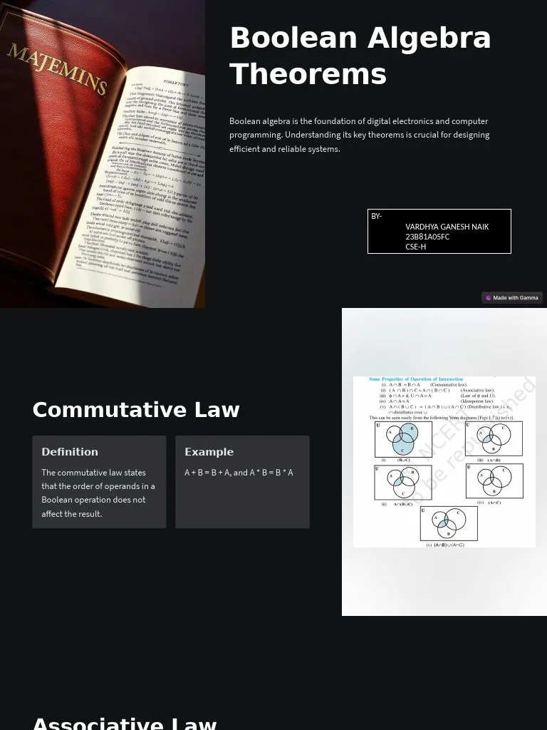 Boolean Algebra Theorems | PDF | Teaching Methods & Materials