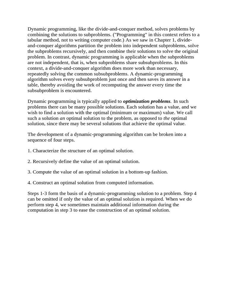 Dynamic Programming | PDF | Computers