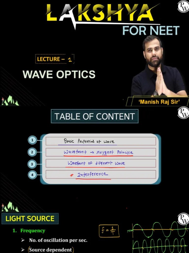 Wave Optics 01 _ Class Notes II (Lakshya NEET 2023) | PDF