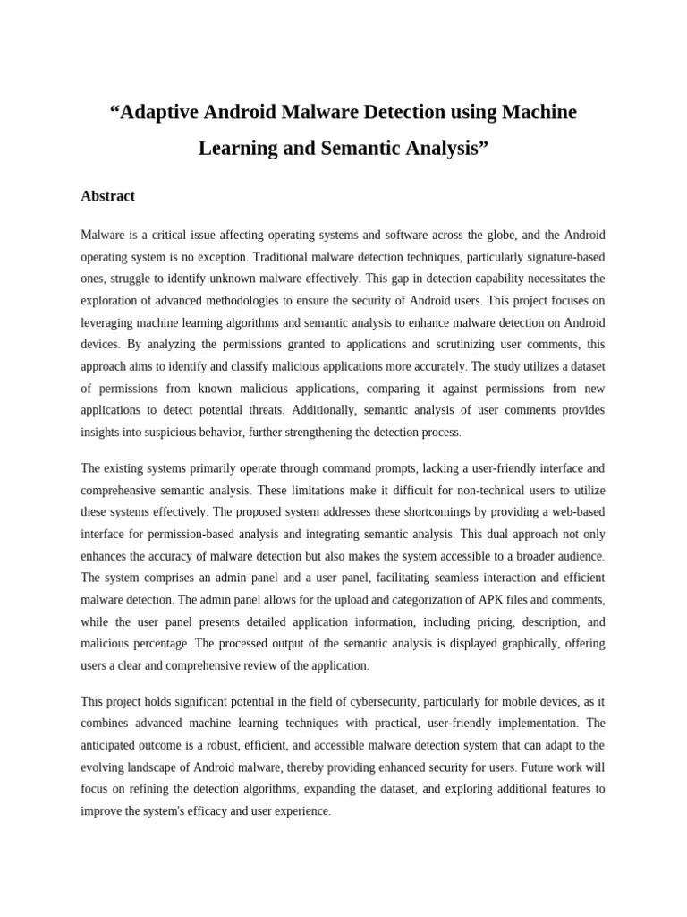 Adaptive Android Malware Detection Using Machine Learning And Semantic ...